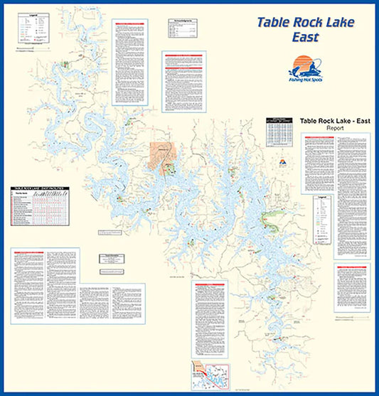 Table Rock Lake-East (Table Rock Dam to James River) Fishing Wall Map-L155