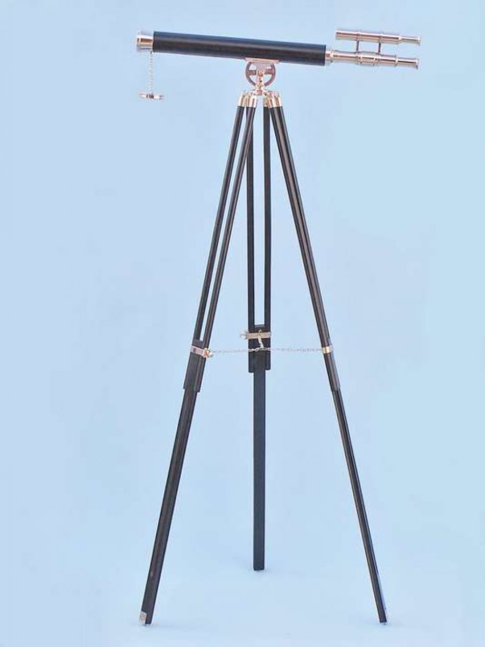 Chrome - Leather Griffith Astro Telescope 64" with Black Wooden Legs