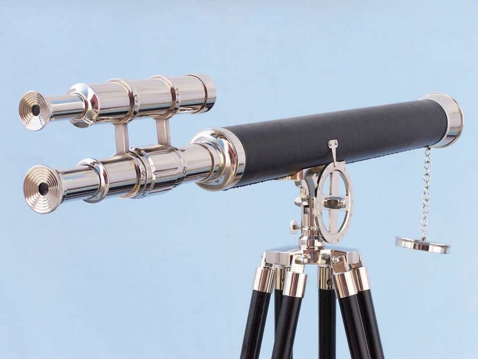 Chrome - Leather Griffith Astro Telescope 64" with Black Wooden Legs