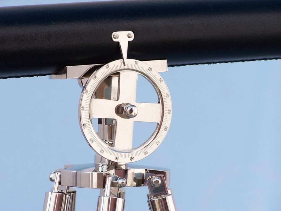 Chrome - Leather Griffith Astro Telescope 64" with Black Wooden Legs