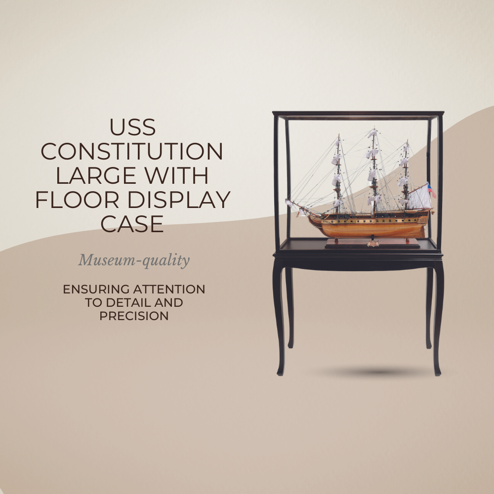 USS Constitution Model Tall Ship with Floor Display Case