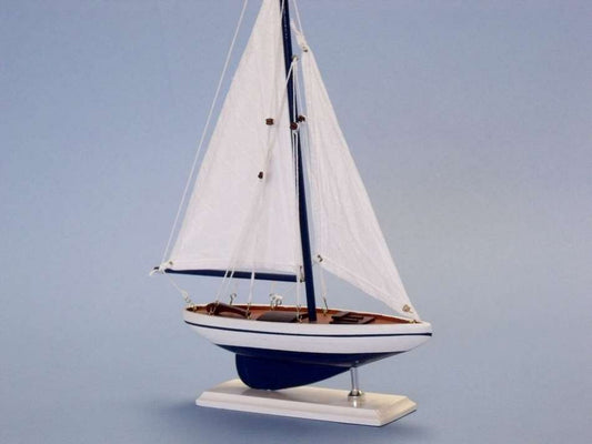 Wooden Blue Pacific Sailer Model Sailboat Decoration 17"