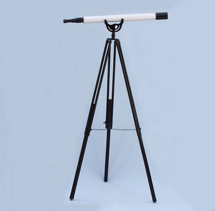 Floor Standing Oil-Rubbed Bronzed-White Leather with Black Stand Anchormaster Telescope 65"