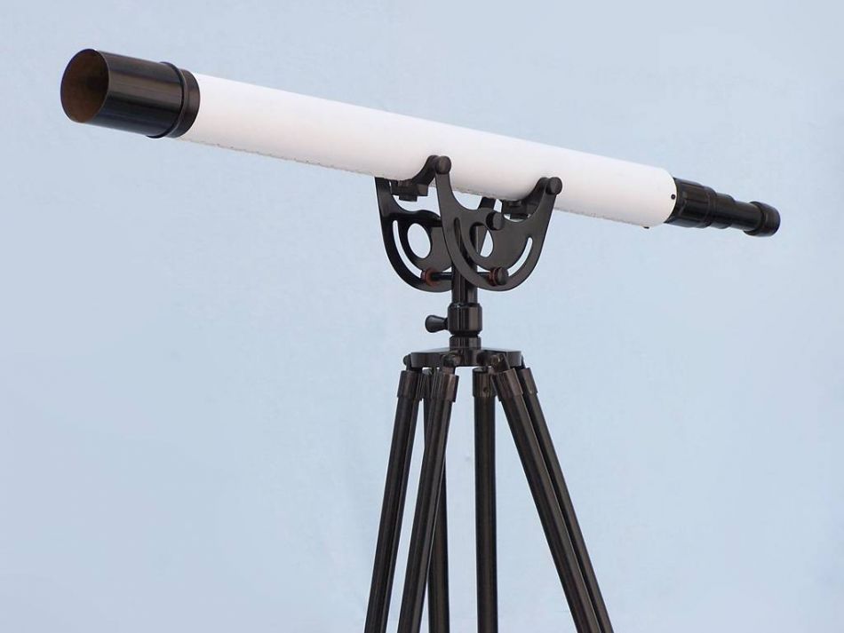 Floor Standing Oil-Rubbed Bronzed-White Leather with Black Stand Anchormaster Telescope 65"