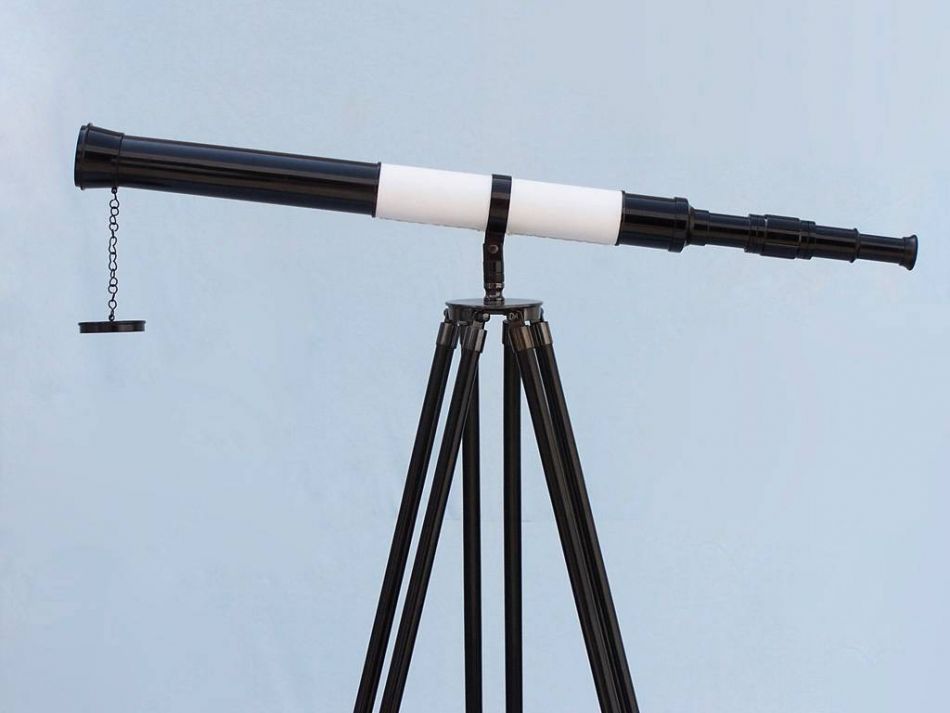Admirals Floor Standing Oil Rubbed Bronze-White Leather with Black Stand Telescope 60"
