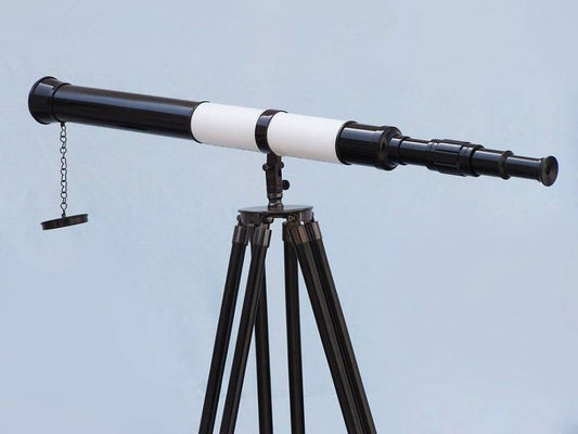 Admirals Floor Standing Oil Rubbed Bronze-White Leather with Black Stand Telescope 60"
