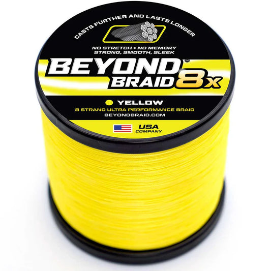 BEYOND BRAID YELLOW 8X- ULTRA PERFORMANCE 8 STRAND 2000 Yards 15-100lb Test