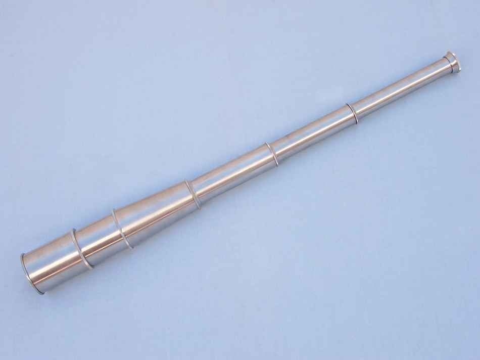 Deluxe Class Brushed Nickel Admirals Spyglass Telescope 27" with Rosewood Box