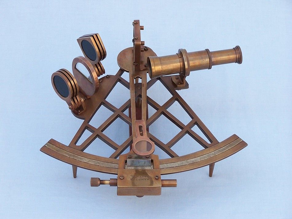 Admiral's Antique Brass Sextant 12" with Rosewood Box