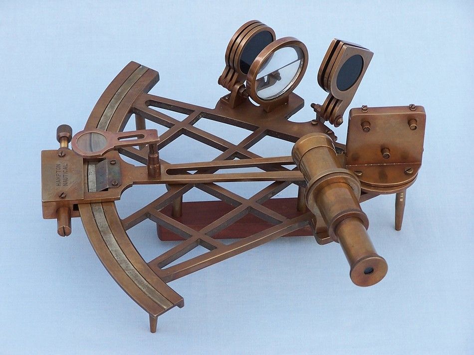 Admiral's Antique Brass Sextant 12" with Rosewood Box