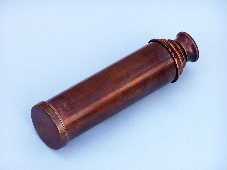Deluxe Class Captain's Antique Copper Spyglass Telescope 15" with Rosewood Box