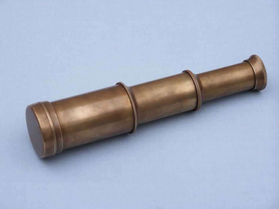Deluxe Class Scout's Antique Brass Spyglass Telescope 7" with Rosewood Box