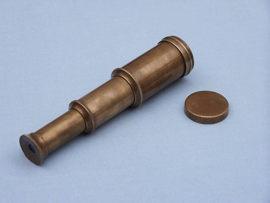 Deluxe Class Scout's Antique Brass Spyglass Telescope 7" with Rosewood Box