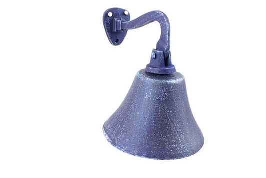 Rustic Dark Blue Cast Iron Hanging Ship's Bell 6"