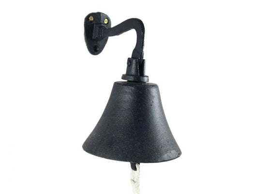 Rustic Black Cast Iron Hanging Ship's Bell 6"