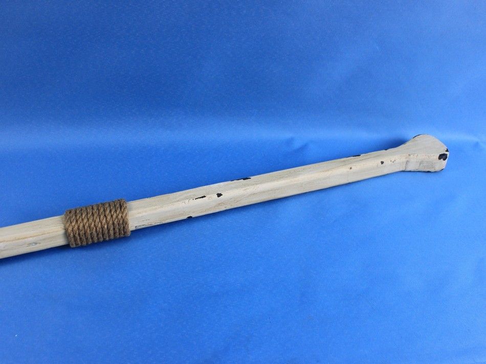 Wooden Rustic Whitewashed Squared Decorative Rowing Boat Oar with Hooks 50"