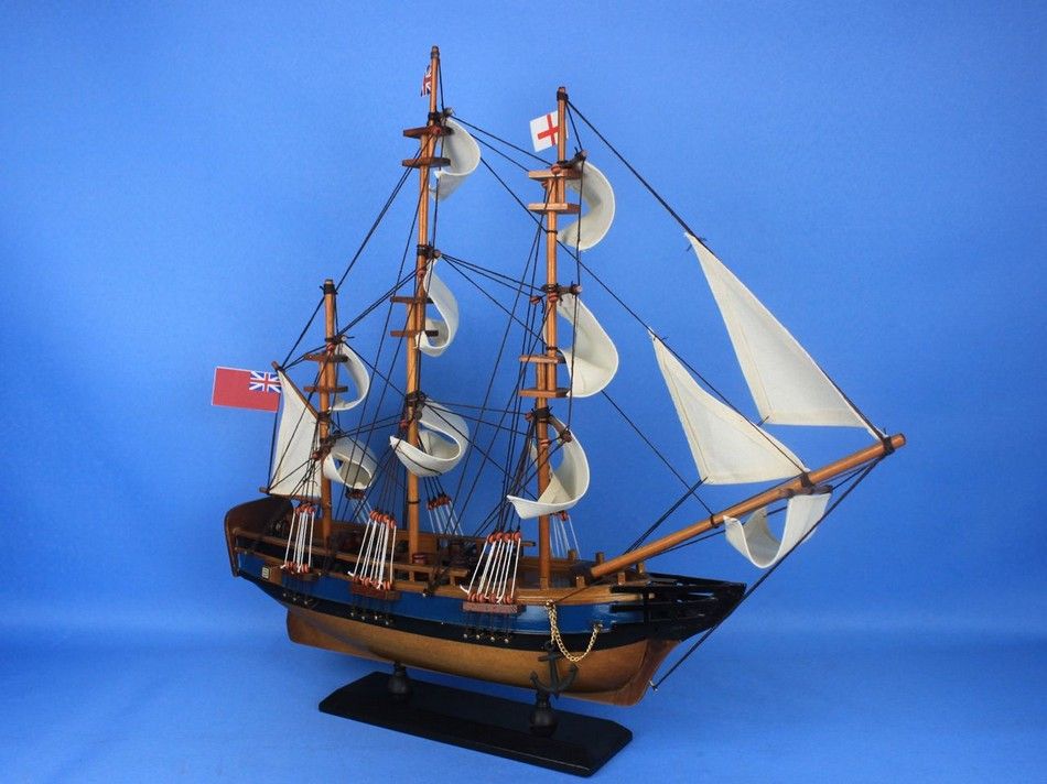 Wooden HMS Endeavour Tall Model Ship 20"