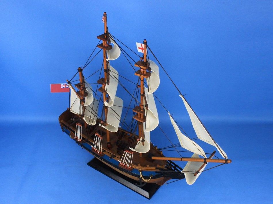 Wooden HMS Endeavour Tall Model Ship 20"